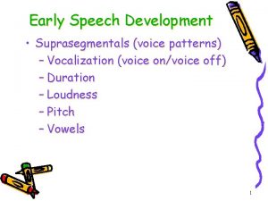 Early Speech Development Suprasegmentals voice patterns Vocalization voice