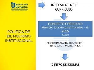 INCLUSIN EN EL CURRICULO CONCEPTO CURRICULO PROYECTO EDUCATIVO