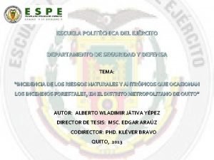 ESCUELA POLITCNICA DEL EJRCITO DEPARTAMENTO DE SEGURIDAD Y