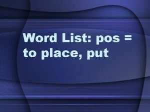 Pos root word