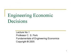 Engineering economic decisions