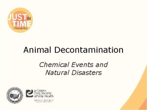 Animal Decontamination Chemical Events and Natural Disasters Risks