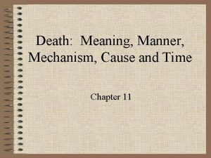 Death Meaning Manner Mechanism Cause and Time Chapter