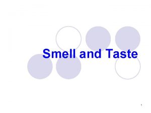 Smell and Taste 1 Anatomy of the olfactory