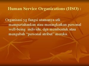 Human service organization adalah