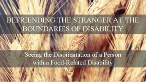 BEFRIENDING THE STRANGER AT THE BOUNDARIES OF DISABILITY