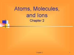 Atoms Molecules and Ions Chapter 2 1 Atomic
