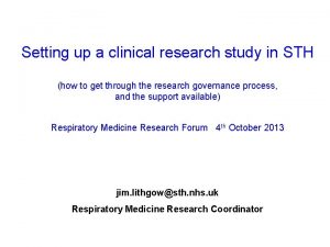 Setting up a clinical research study in STH