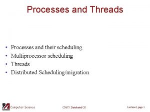 Processes and Threads Processes and their scheduling Multiprocessor