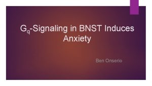 GqSignaling in BNST Induces Anxiety Ben Onserio G