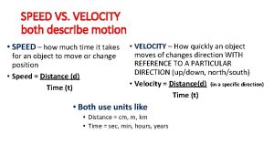 Speed vs velocity Speed vs velocity