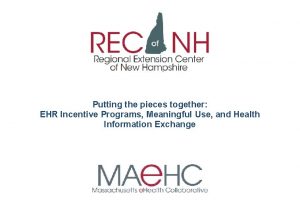 Putting the pieces together EHR Incentive Programs Meaningful