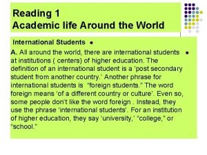 Academic life around the world