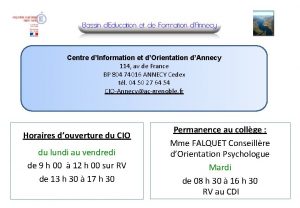 Centre dInformation et dOrientation dAnnecy 114 av de