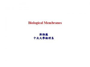 Biological Membranes Cell Membrane Membrane Structure I Two