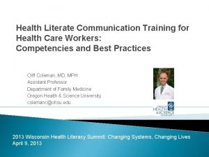 Health Literate Communication Training for Health Care Workers