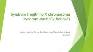 Syndrom fragilnho X chromosomu syndrom MartinvBellov Antonn Bahelka