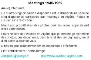 Meetings 1945 1962 Amie Internaute Ce quatrevingtcinquime diaporama