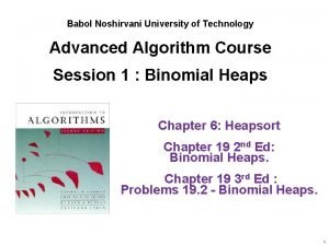 Babol Noshirvani University of Technology Advanced Algorithm Course