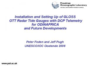 Installation and Setting Up of GLOSS OTT Radar