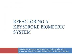 REFACTORING A KEYSTROKE BIOMETRIC SYSTEM Seetha Ram Janapala