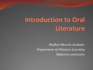 What is oral literature?