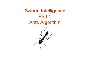 Swarm Intelligence Part 1 Ants Algorithm Swarm Intelligence