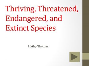 Thriving Threatened Endangered and Extinct Species Hailey Thomas