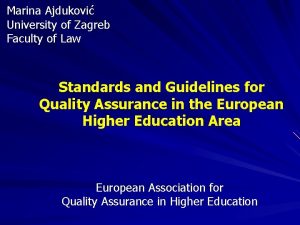 Marina Ajdukovi University of Zagreb Faculty of Law