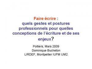 Faire crire quels gestes et postures professionnels pour