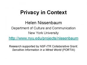 Helen nissenbaum privacy in context