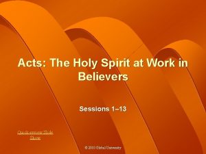 Acts The Holy Spirit at Work in Believers