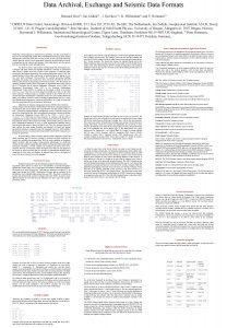 Data Archival Exchange and Seismic Data Formats Bernard