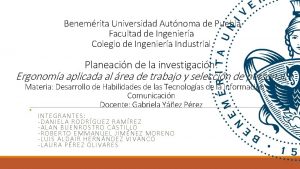 Benemrita Universidad Autnoma de Puebla Facultad de Ingeniera