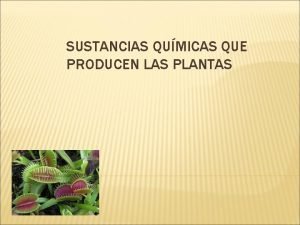 SUSTANCIAS QUMICAS QUE PRODUCEN LAS PLANTAS CLULAS SECRETORAS