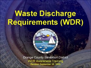 Waste Discharge Requirements WDR Orange County Sanitation District