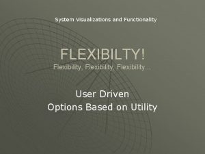 System Visualizations and Functionality FLEXIBILTY Flexibility Flexibility User
