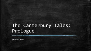 Canterbury tales study guide