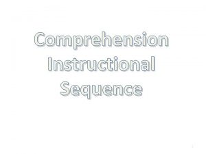 Comprehension Instructional Sequence 1 Raising Achievement and Closing