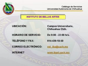Catlogo de Servicios Universidad Autnoma de Chihuahua INSTITUTO