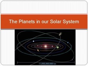 The Planets in our Solar System The Planets