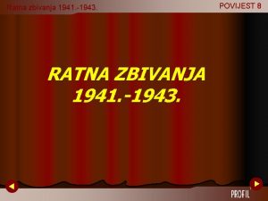 Ratna zbivanja 1941 1943 POVIJEST 8 RATNA ZBIVANJA