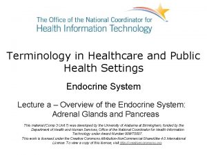 Terminology in Healthcare and Public Health Settings Endocrine