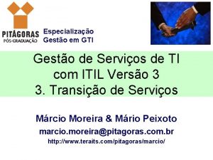 Especializao Gesto em GTI Gesto de Servios de