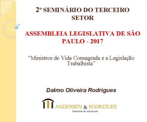 2 SEMINRIO DO TERCEIRO SETOR ASSEMBLEIA LEGISLATIVA DE