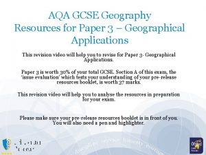 AQA GCSE Geography Resources for Paper 3 Geographical