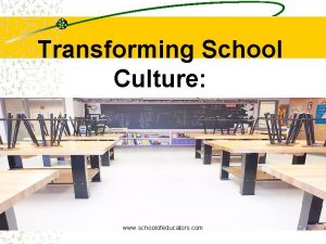 Transforming School Culture www schoolofeducators com Culture is