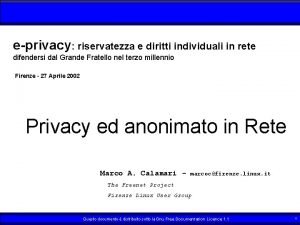 eprivacy riservatezza e diritti individuali in rete difendersi