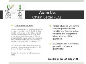 Warm Up Chain Letter EQ Chain Letter via