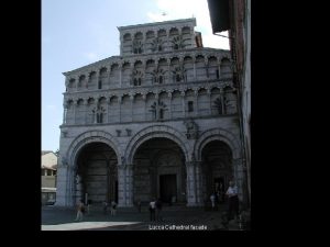 Lucca Cathedral facade Deposition lunette NativityAdoration of the